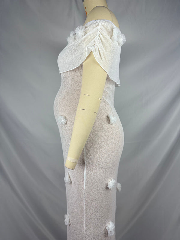 Vestido Largo De Maternidad Con Hombros Descubiertos Para Playa Y Baby Shower