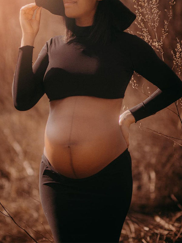 Vestido Maxi De Maternidad Con Cuello Alto Y Volantes, 2 En 1 Para Sesión De Fotos