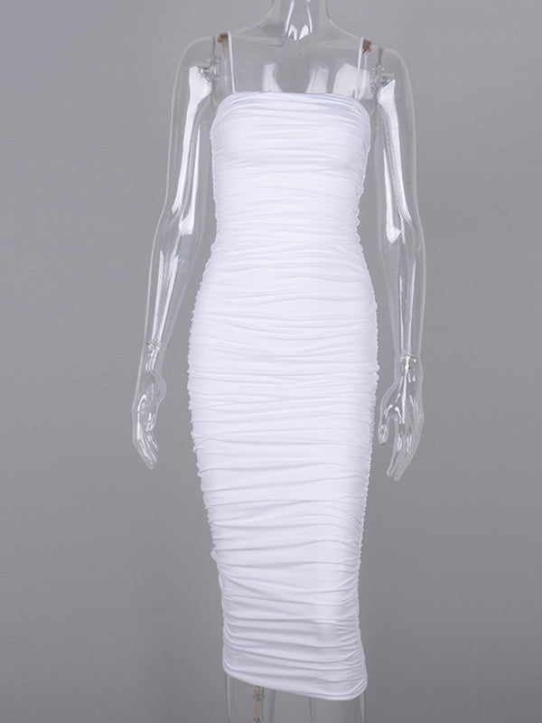 Vestido Midi de Maternidad con Tirantes , Espalda Descubierta y Volantes para Baby Shower
