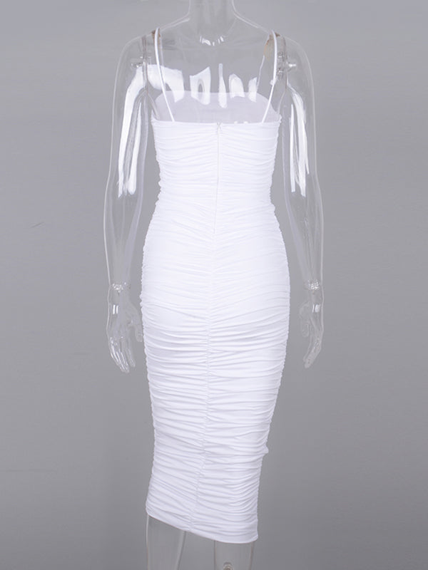 Vestido Midi de Maternidad con Tirantes , Espalda Descubierta y Volantes para Baby Shower
