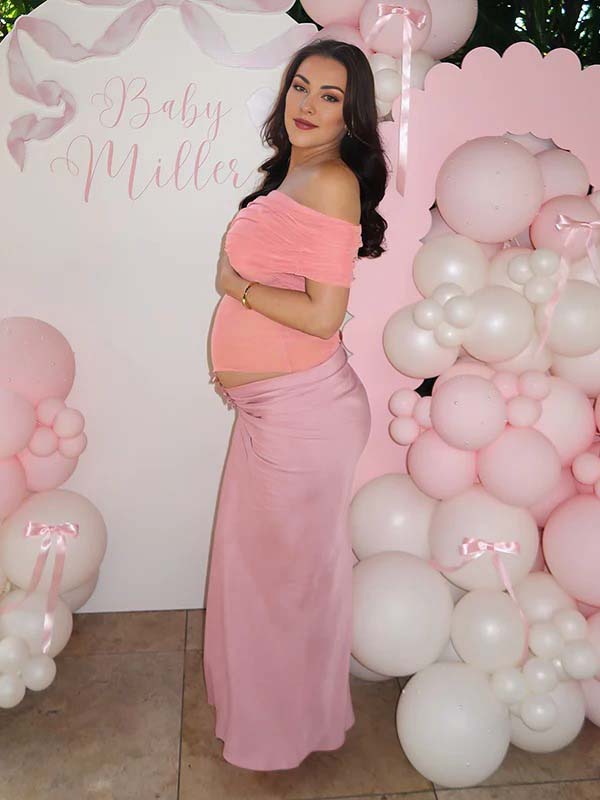 Vestido Maxi De Maternidad Con Hombros Descubiertos Acanalado para Baby Shower