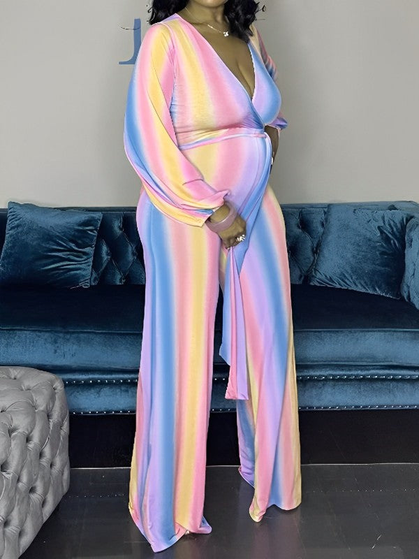 Mono de Revelación de Género con Rayas Tie Dye Arcoíris para Premamá