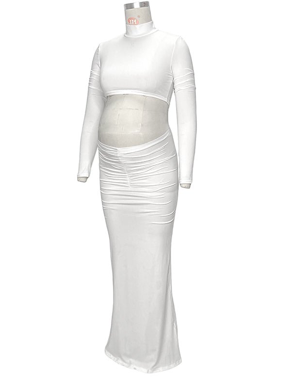 Vestido Maxi De Maternidad Con Cuello Alto Y Volantes, 2 En 1 Para Sesión De Fotos