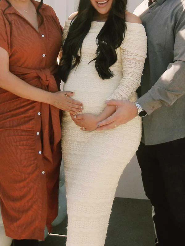 Vestido Largo Falbala Elegante De Maternidad Con Volantes Para Baby Shower