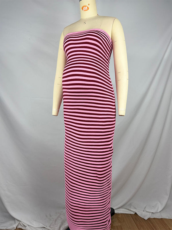 Vestido Para Baby Shower Con Rayas Génerodepunto Escote Y Hombros Descubiertos