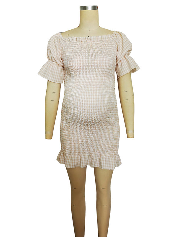 Volantes Hombros Descubiertos Manga Larga Ajustado Vestidos Para Baby Shower