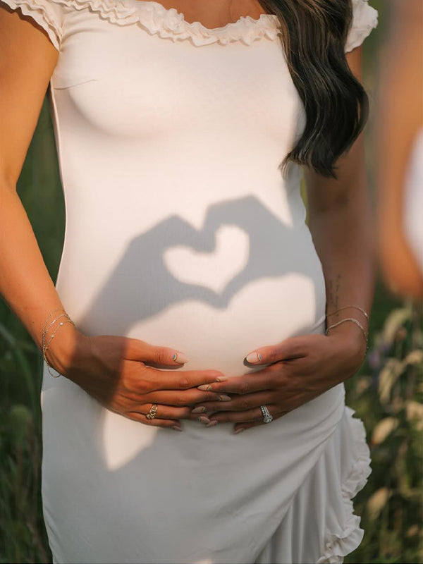Vestido Largo De Maternidad Con Hombros Descubiertos