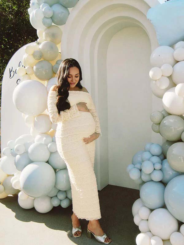 Vestido Largo Falbala Elegante De Maternidad Con Volantes Para Baby Shower