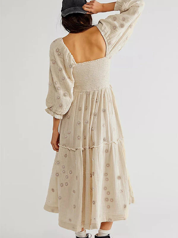 Albaricoque Estampado De Margaritas Fruncido Hombros Descubiertos Volantes Falda Amplia Elegante Vestidos De Foto De Maternidad