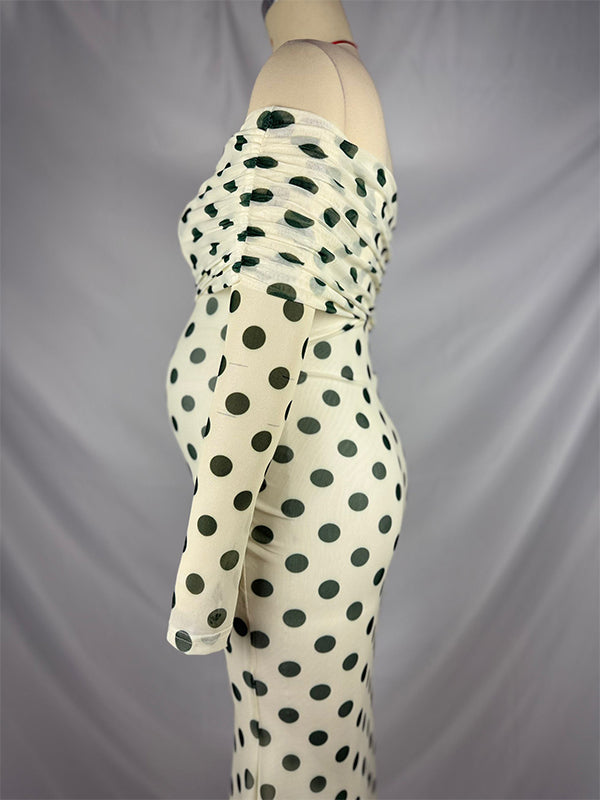 Vestido Maxi Maternidad con Lunares para Sesión de Fotos y Baby Shower