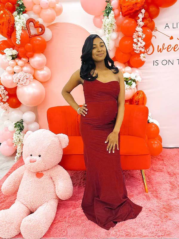 Vestido Maxi Maternidad Elegante de Un Hombro para Baby Shower