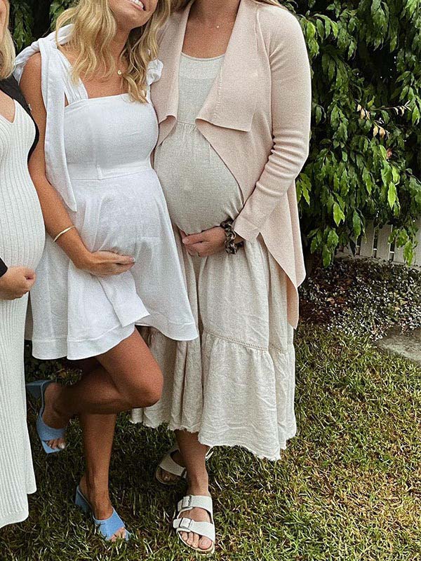 Vestido Mini de Maternidad con Lazo en el Cuello y Espalda Sin Espalda para Baby Shower