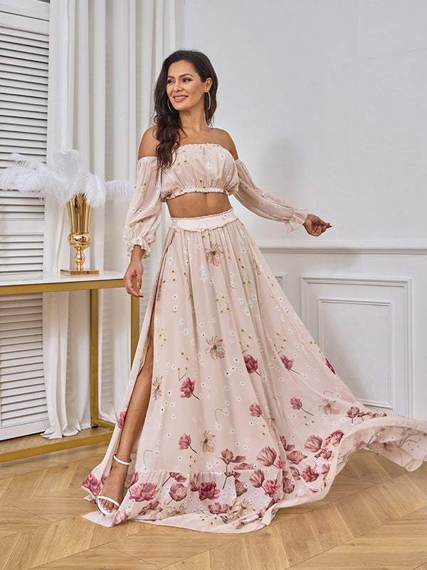 Vestido Premamá Boho Impresión con Sin Hombros y Tela De Cultivo Bandeau