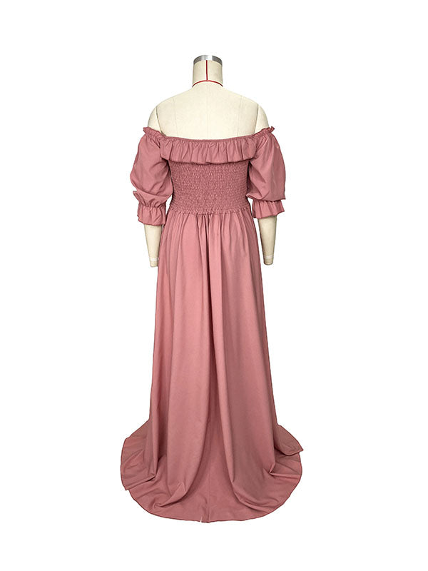 Rosa Bohemio Fluido Amigable Con El Bache Hombros Descubiertos Vestidos De Foto De Maternidad