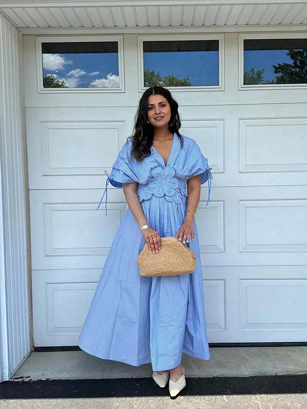 Vestido Maxi Maternidad Elegante Con Pliegues Para Vacaciones