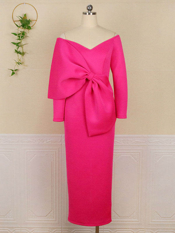 Sin Hombros Irregular Volantes Lazo Abertura Ajustado Talla Extra Para Baby Shower Maternidad Vestido Largo