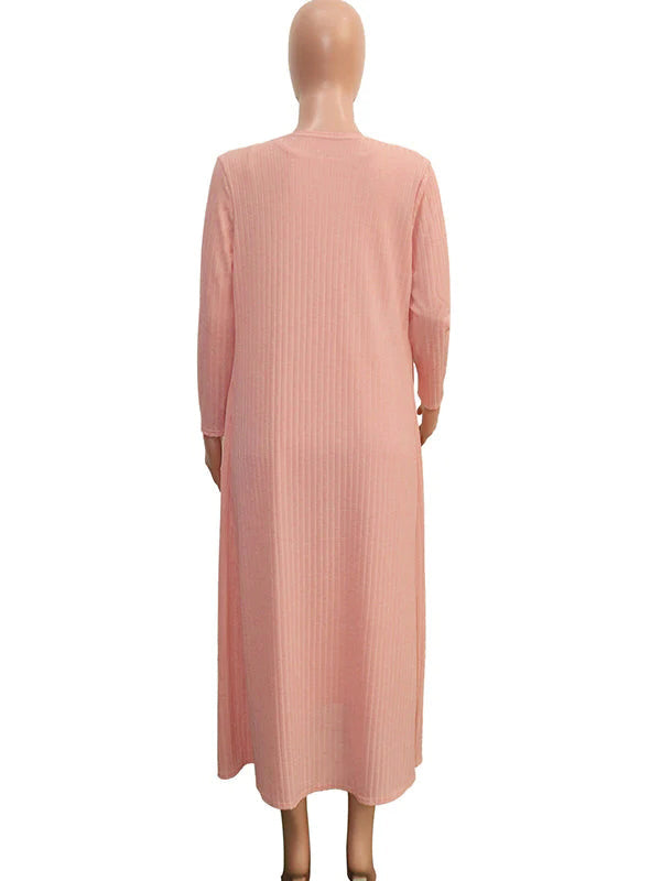 Vestido Midi Premamá Tipo Con Jersey Sin Hombros, Fajas Y Cardigan Para Baby Shower