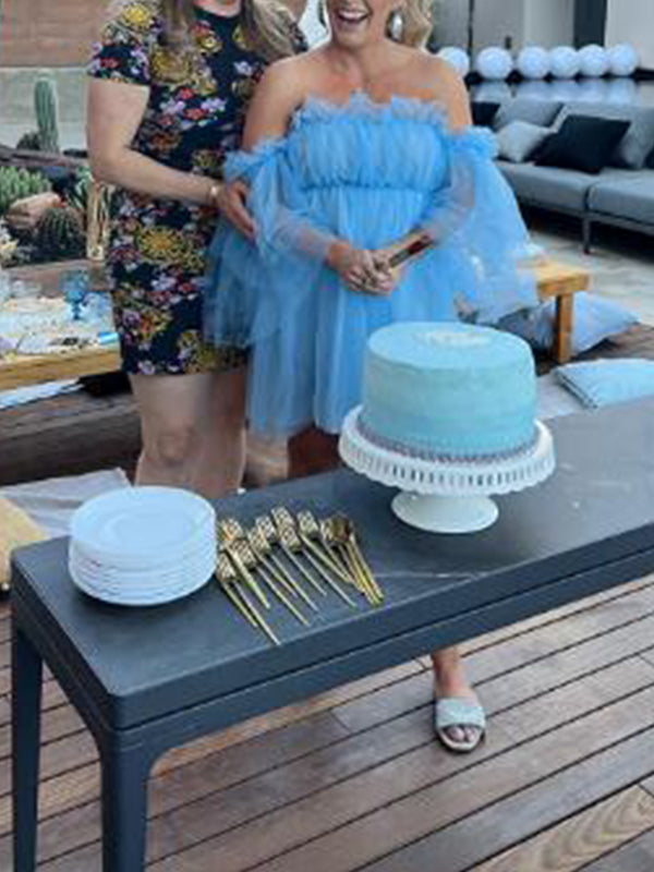 Vestido de Premama Para Baby Shower con Sin Hombros Tul Tutu Y Bandeau