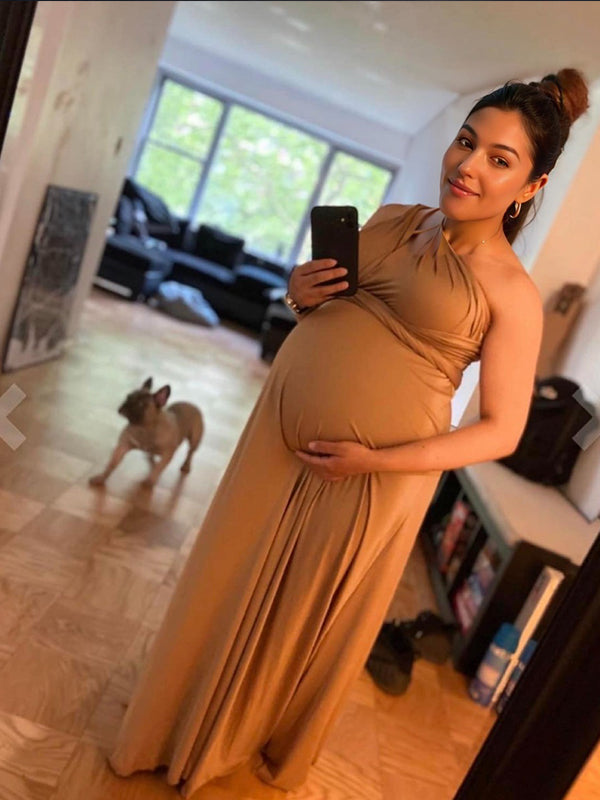 Multidireccional Vestido Cruzado Espalda Descubierta Espalda Anudada Boda Elegante Vestidos Foto De Maternidad