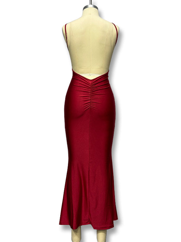 Vestido De Maternidad Para Sesiones Fotográficas Con Tirantes Y Corte Sirena Ajustado