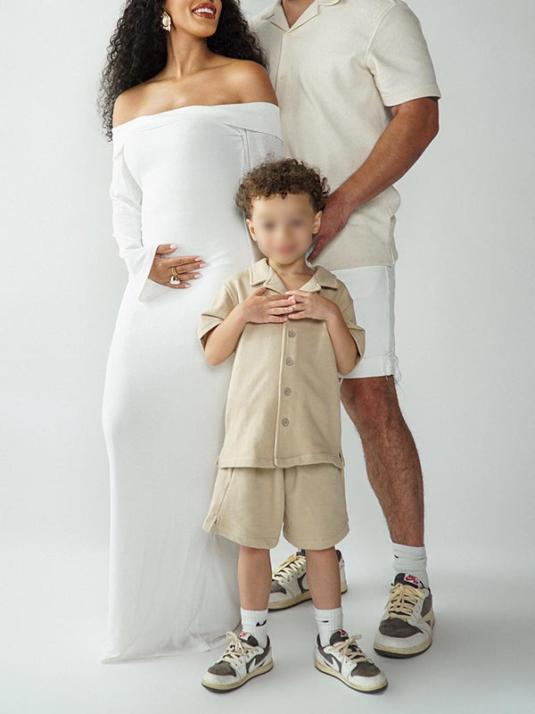 Vestido De Foto De Maternidad Elegante con Hombros Descubiertos