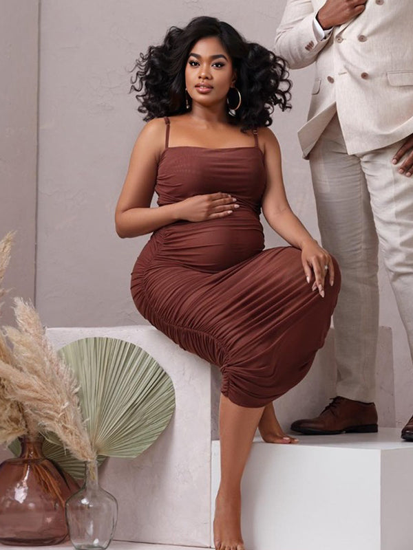 Vestido de Moda para Sesiones de Fotos con Tirantes de Espagueti para Premamá