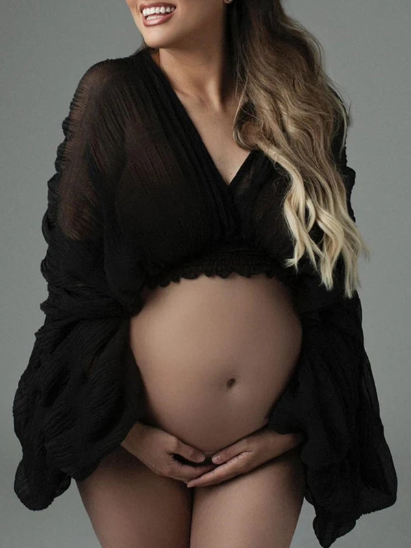 Top Premamá Para Fotografía Con Volantes
