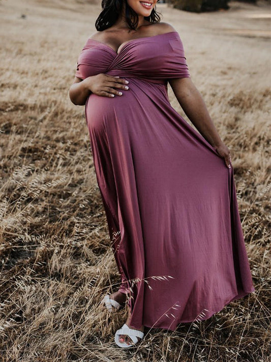 Vestido Premamá con Sin Espalda y Espalda Anudada Cintura Alta