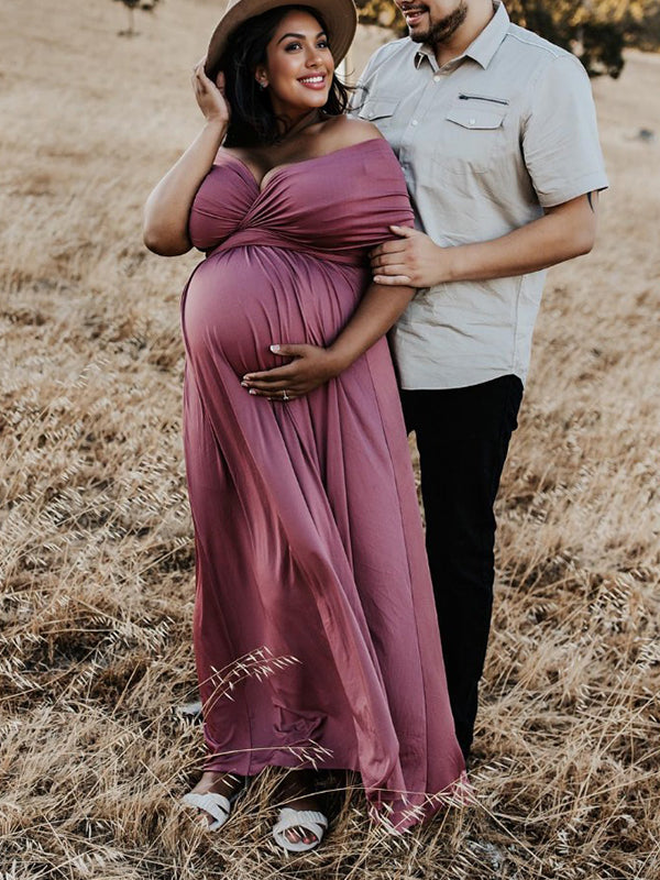 Vestido Premamá con Sin Espalda y Espalda Anudada Cintura Alta