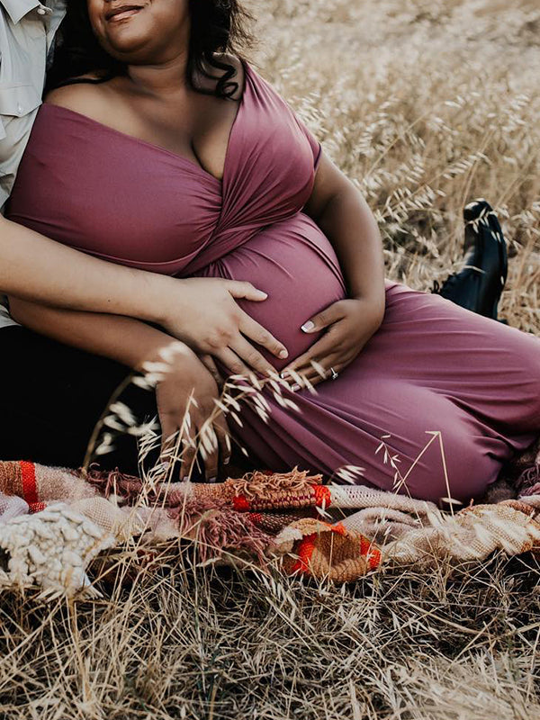 Vestido Premamá con Sin Espalda y Espalda Anudada Cintura Alta