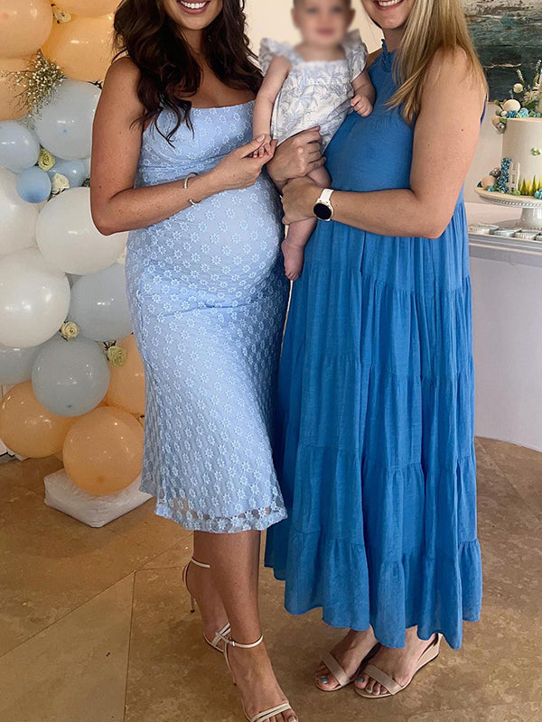 Vestido Maxi De Maternidad Con Tirantes Finos Y Diseño Ajustado Para Baby Shower