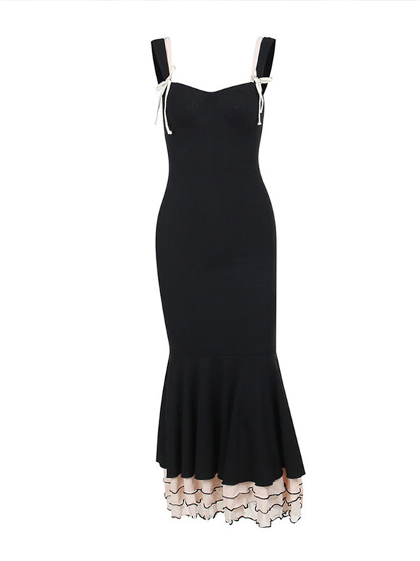 Vestido Largo Elegante De Maternidad Para Sesión De Fotos Con Volantes