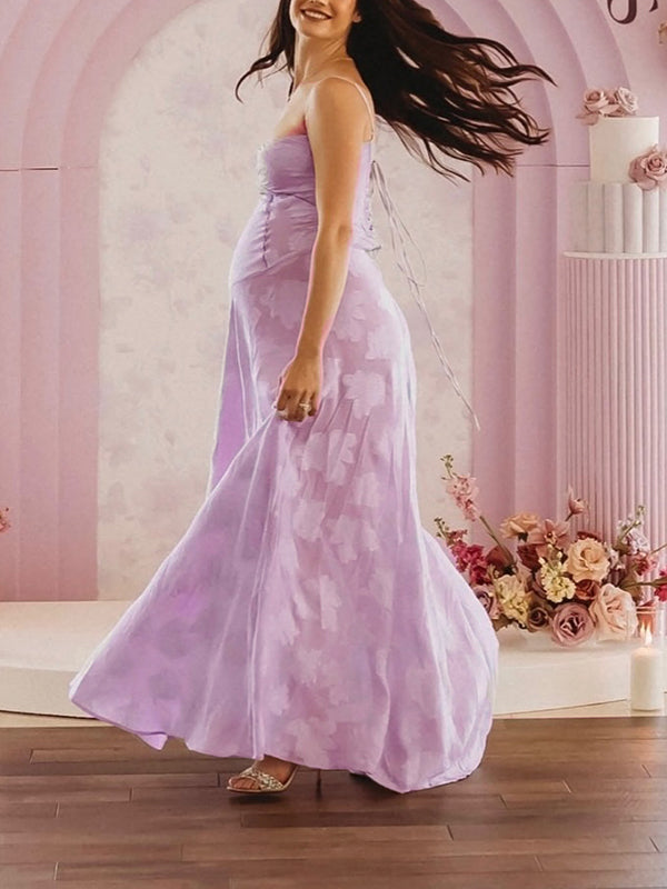 Violet Tirantes Sin Espalda Espalda Anudada Big Swing Cordón Para Baby Shower Maternidad Vestido Largo