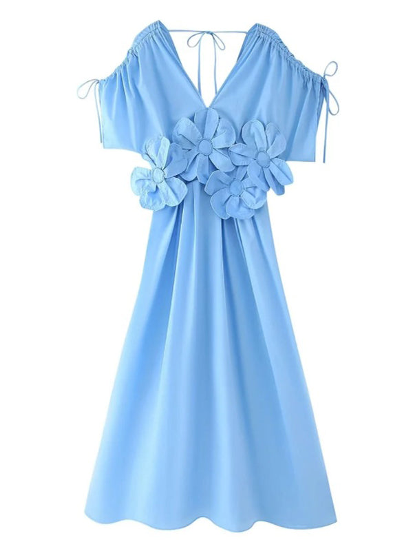 Vestido Maxi Maternidad Elegante Con Pliegues Para Vacaciones