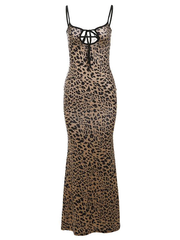 Vestido Maxi Maternidad Chic Leopardo Y Lazo Para Fotos