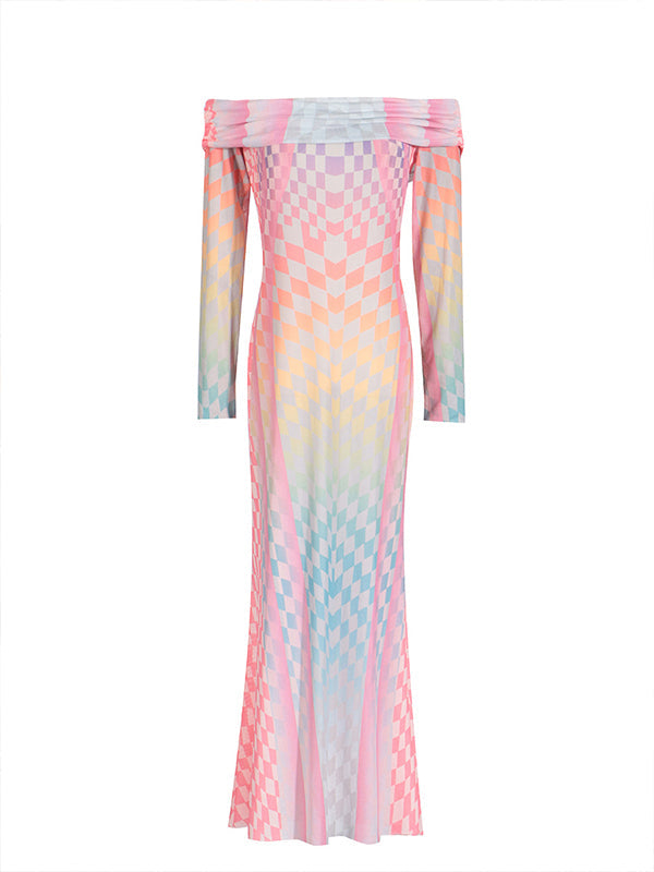 Vestido Premamá Fiesta Con Bloque De Color Y Hombros Descubiertos