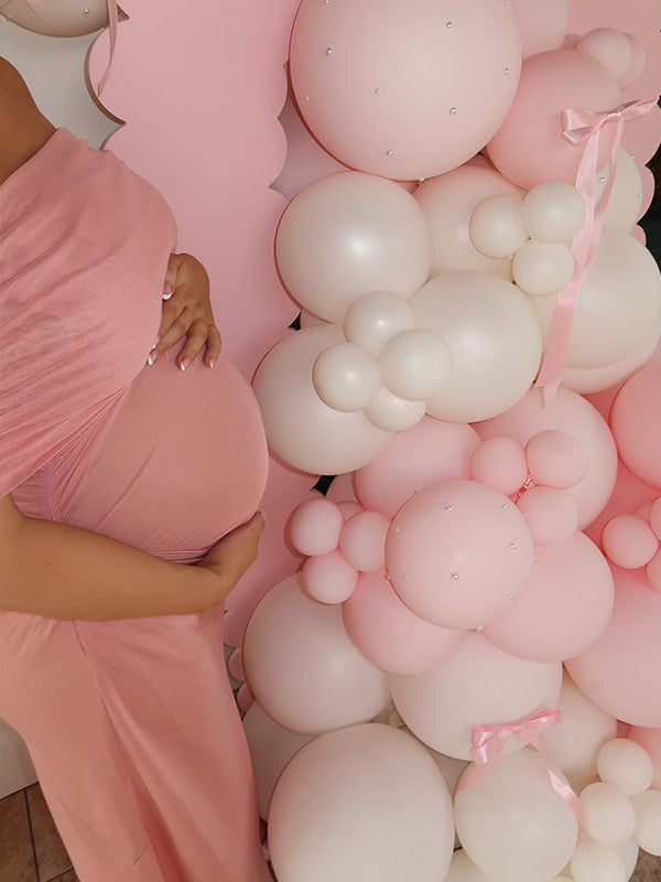 Vestido Maxi De Maternidad Con Hombros Descubiertos Acanalado para Baby Shower