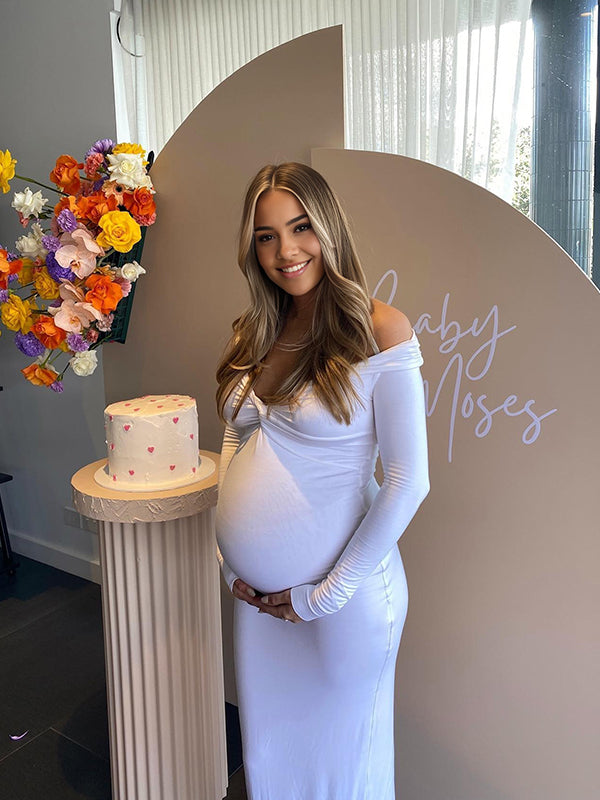 Vestido Maternidad con Abertura en la Espalda para Fiesta y Baby Shower