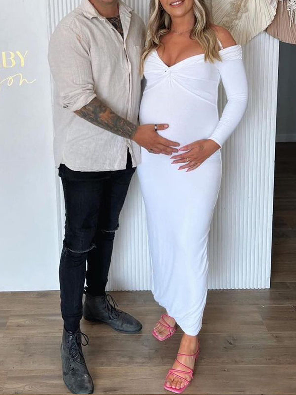 Vestido Maternidad con Abertura en la Espalda para Fiesta y Baby Shower