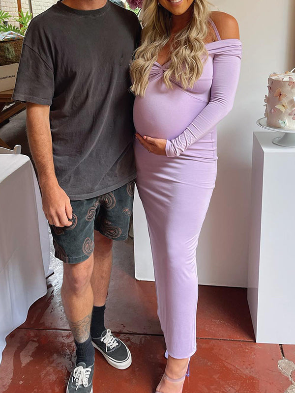 Vestido Maternidad con Abertura en la Espalda para Fiesta y Baby Shower