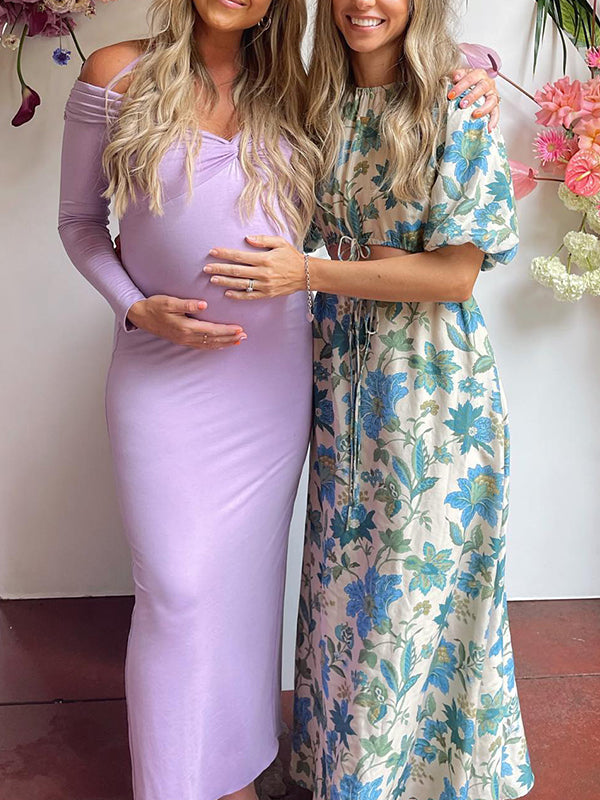 Vestido Maternidad con Abertura en la Espalda para Fiesta y Baby Shower
