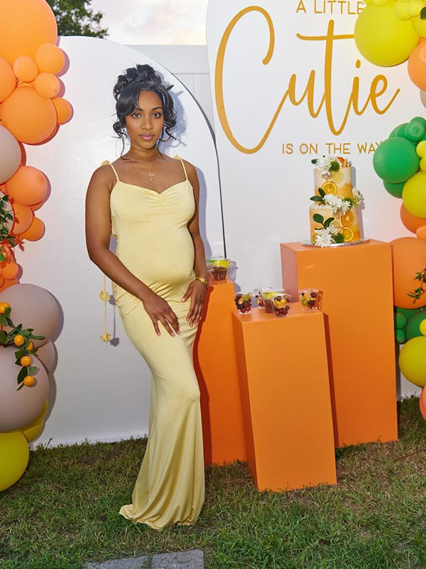 Vestido Maxi De Maternidad Con Escote Corazón Y Flores 3D Para Baby Shower