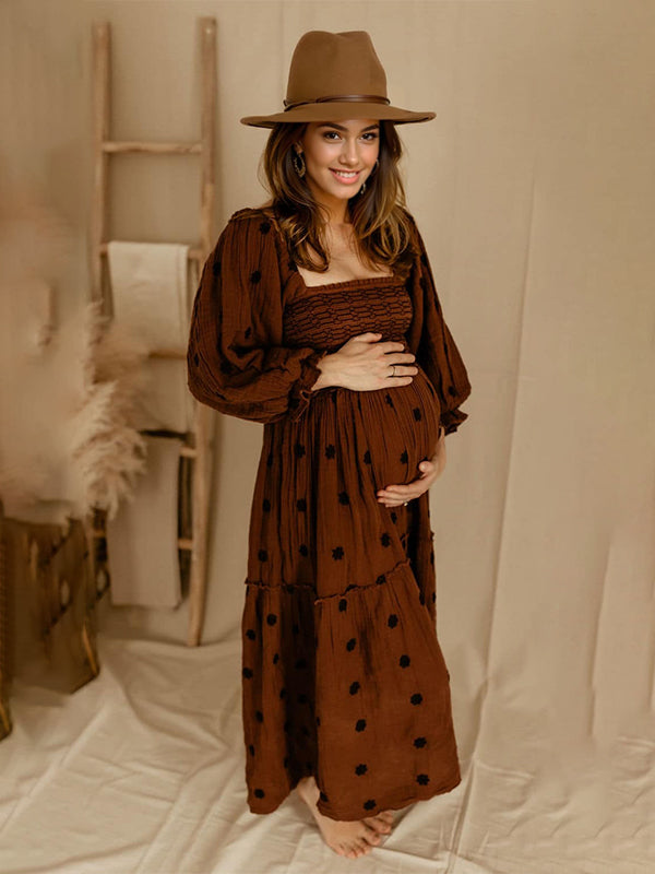 Vestido Largo De Maternidad con Plaza De Las Flores y Big Swing