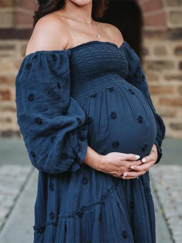 Vestido Largo De Maternidad con Plaza De Las Flores y Big Swing