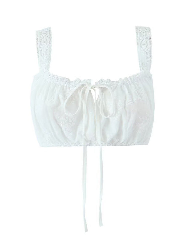 Blanco Conjunto De Dos Piezas Encaje Calado Hombros Descubiertos Lazada Elegante Vestido Largo De Foto De Maternidad