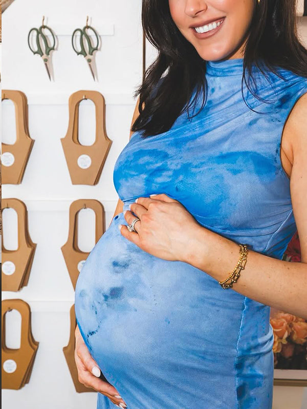 Vestido Largo Ajustado Con Volantes Y Flores De Granadina Para Baby Shower