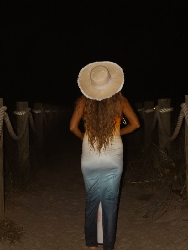 Vestido Maxi Elegante De Maternidad Con Abertura En La Espalda Y Bandeau