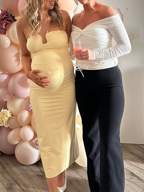 Vestido Maxi Maternidad con Banda U para Fiesta de Vacaciones