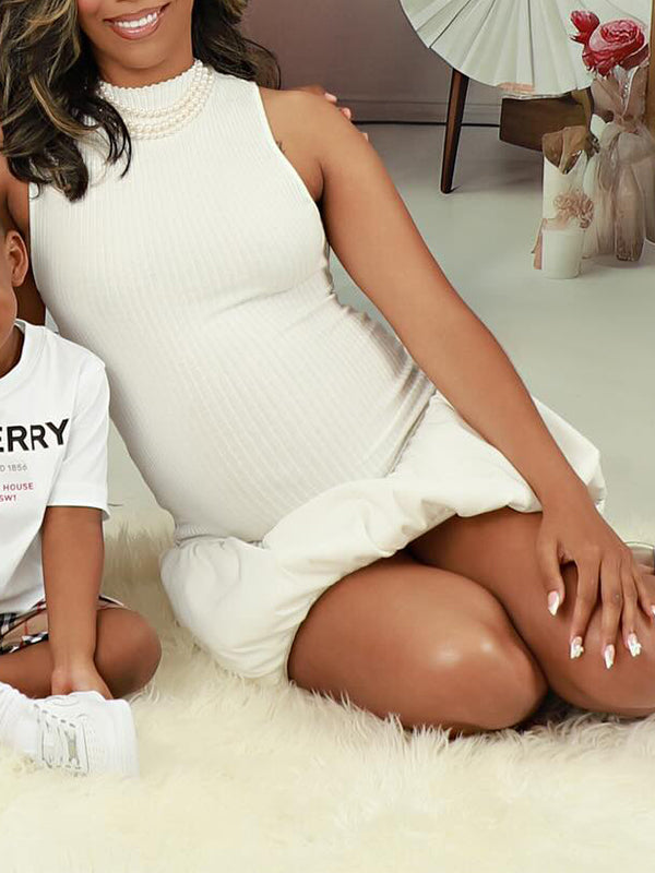 Vestido Mini de Maternidad Chic con sin Espalda para Baby Shower y Revelación de Género