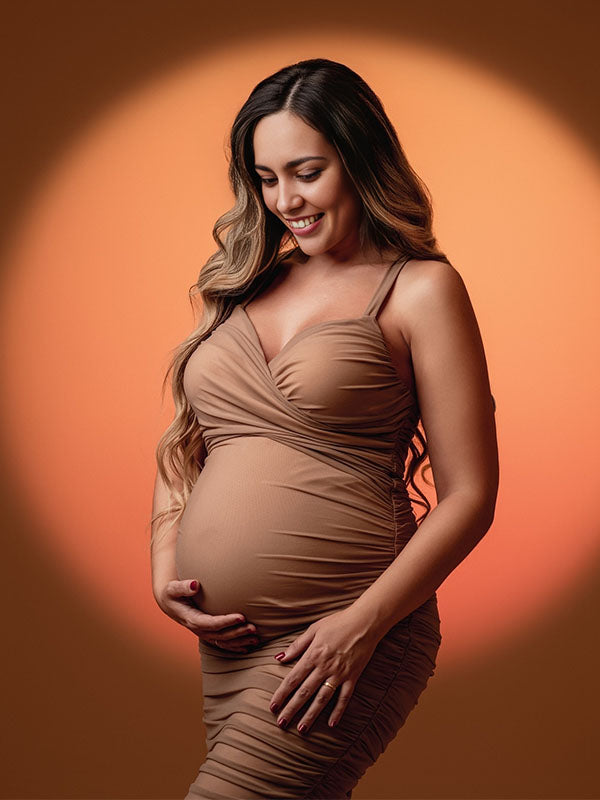 Vestido Para Embarazadas Con Cuello En V De Tirantes Y Sin Mangas